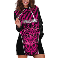 Custom Basketball New Zealand Hoodie Dress Pink Maori Ta Moko Indigenous LT9 Pink - Polynesian Pride