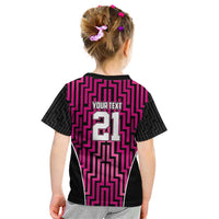 Custom Basketball New Zealand Kid T Shirt Pink Maori Ta Moko Indigenous LT9 - Polynesian Pride