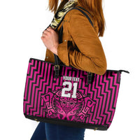 Custom Basketball New Zealand Leather Tote Bag Pink Maori Ta Moko Indigenous LT9 Pink - Polynesian Pride