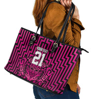 Custom Basketball New Zealand Leather Tote Bag Pink Maori Ta Moko Indigenous LT9 - Polynesian Pride