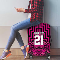 Custom Basketball New Zealand Luggage Cover Pink Maori Ta Moko Indigenous - Polynesian Pride