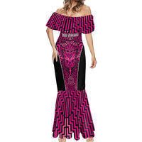 Custom Basketball New Zealand Mermaid Dress Pink Maori Ta Moko Indigenous LT9 - Polynesian Pride