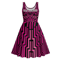 Custom Basketball New Zealand Midi Dress Pink Maori Ta Moko Indigenous LT9 Pink - Polynesian Pride