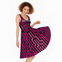 Custom Basketball New Zealand Midi Dress Pink Maori Ta Moko Indigenous LT9 - Polynesian Pride