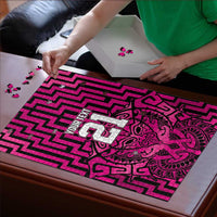 Custom Basketball New Zealand Puzzle Pink Maori Ta Moko Indigenous - Polynesian Pride