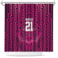 Custom Basketball New Zealand Shower Curtain Pink Maori Ta Moko Indigenous LT9 Pink - Polynesian Pride