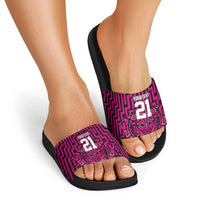 Custom Basketball New Zealand Slide Sandals Pink Maori Ta Moko Indigenous - Polynesian Pride
