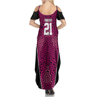Custom Basketball New Zealand Summer Maxi Dress Pink Maori Ta Moko Indigenous LT9 - Polynesian Pride