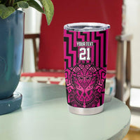 Custom Basketball New Zealand Tumbler Cup Pink Maori Ta Moko Indigenous LT9 - Polynesian Pride