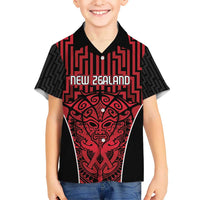 Custom Basketball New Zealand Kid Hawaiian Shirt Red Maori Ta Moko Indigenous LT9 Kid Red - Polynesian Pride