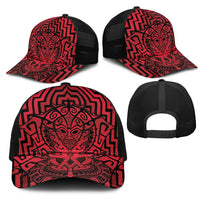Basketball New Zealand Mesh Trucker Cap Red Maori Ta Moko Indigenous - Polynesian Pride