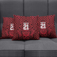Custom Basketball New Zealand Pillow Cover Red Maori Ta Moko Indigenous - Polynesian Pride