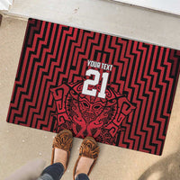 Custom Basketball New Zealand Rubber Doormat Red Maori Ta Moko Indigenous - Polynesian Pride