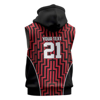 Custom Basketball New Zealand Sleeveless Hoodie Red Maori Ta Moko Indigenous LT9 - Polynesian Pride