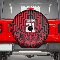 Custom Basketball New Zealand Spare Tire Cover Red Maori Ta Moko Indigenous LT9 - Polynesian Pride