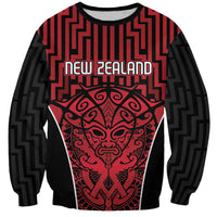 Custom Basketball New Zealand Sweatshirt Red Maori Ta Moko Indigenous - Polynesian Pride