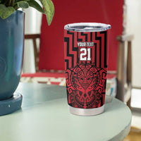 Custom Basketball New Zealand Tumbler Cup Red Maori Ta Moko Indigenous LT9 - Polynesian Pride