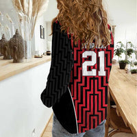 Custom Basketball New Zealand Women Casual Shirt Red Maori Ta Moko Indigenous - Polynesian Pride