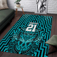 Custom Basketball New Zealand Area Rug Teal Maori Ta Moko Indigenous - Polynesian Pride