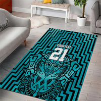 Custom Basketball New Zealand Area Rug Teal Maori Ta Moko Indigenous - Polynesian Pride