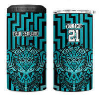 Custom Basketball New Zealand 4 in 1 Can Cooler Tumbler Teal Maori Ta Moko Indigenous LT9 One Size: 16 oz Teal - Polynesian Pride