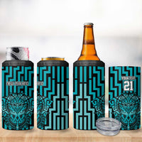 Custom Basketball New Zealand 4 in 1 Can Cooler Tumbler Teal Maori Ta Moko Indigenous LT9 - Polynesian Pride