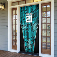 Custom Basketball New Zealand Door Cover Teal Maori Ta Moko Indigenous LT9 - Polynesian Pride