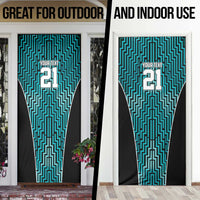 Custom Basketball New Zealand Door Cover Teal Maori Ta Moko Indigenous LT9 - Polynesian Pride