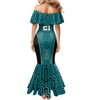 Custom Basketball New Zealand Family Matching Mermaid Dress and Hawaiian Shirt Teal Maori Ta Moko Indigenous LT9 - Polynesian Pride