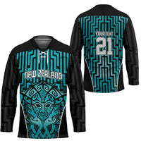 Custom Basketball New Zealand Hockey Jersey Teal Maori Ta Moko Indigenous LT9 - Polynesian Pride