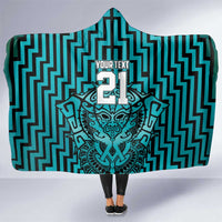 Custom Basketball New Zealand Hooded Blanket Teal Maori Ta Moko Indigenous LT9 One Size Teal - Polynesian Pride