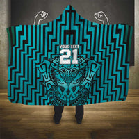 Custom Basketball New Zealand Hooded Blanket Teal Maori Ta Moko Indigenous LT9 - Polynesian Pride