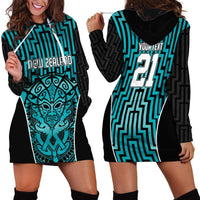 Custom Basketball New Zealand Hoodie Dress Teal Maori Ta Moko Indigenous LT9 - Polynesian Pride