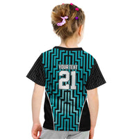 Custom Basketball New Zealand Kid T Shirt Teal Maori Ta Moko Indigenous LT9 - Polynesian Pride