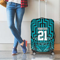 Custom Basketball New Zealand Luggage Cover Teal Maori Ta Moko Indigenous - Polynesian Pride