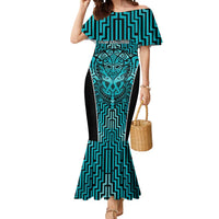 Custom Basketball New Zealand Mermaid Dress Teal Maori Ta Moko Indigenous LT9 Women Teal - Polynesian Pride
