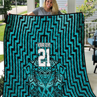 Custom Basketball New Zealand Quilt Teal Maori Ta Moko Indigenous - Polynesian Pride