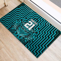 Custom Basketball New Zealand Rubber Doormat Teal Maori Ta Moko Indigenous - Polynesian Pride
