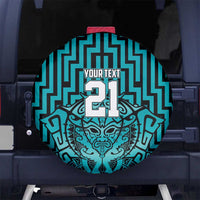 Custom Basketball New Zealand Spare Tire Cover Teal Maori Ta Moko Indigenous LT9 No hole Teal - Polynesian Pride