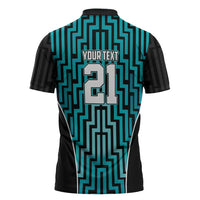 Custom Basketball New Zealand Zipper Polo Shirt Teal Maori Ta Moko Indigenous LT9 - Polynesian Pride