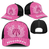 New Zealand Baseball Net Cap Fire Basketball Maori Tribal Pink - Polynesian Pride