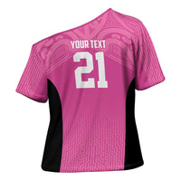 New Zealand Custom Cross Shoulder Shirt Fire Basketball Maori Tribal Pink - Polynesian Pride