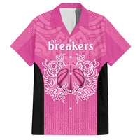 New Zealand Custom Family Matching Tank Maxi Dress and Hawaiian Shirt Fire Basketball Maori Tribal Pink LT9 Dad's Shirt - Short Sleeve Pink - Polynesian Pride