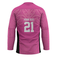 New Zealand Custom Hockey Jersey Fire Basketball Maori Tribal Pink LT9 - Polynesian Pride