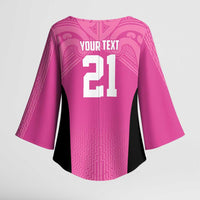 New Zealand Custom Kimono Sleeve Blouse Fire Basketball Maori Tribal Pink LT9 - Polynesian Pride