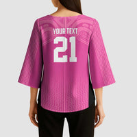 New Zealand Custom Kimono Sleeve Blouse Fire Basketball Maori Tribal Pink LT9 - Polynesian Pride