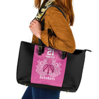 New Zealand Custom Leather Tote Bag Fire Basketball Maori Tribal Pink LT9 Pink - Polynesian Pride