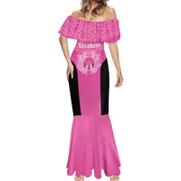 New Zealand Custom Mermaid Dress Fire Basketball Maori Tribal Pink LT9 - Polynesian Pride