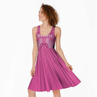 New Zealand Custom Midi Dress Fire Basketball Maori Tribal Pink LT9 - Polynesian Pride