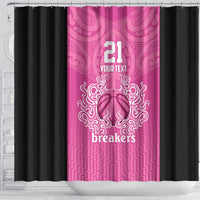 New Zealand Custom Shower Curtain Fire Basketball Maori Tribal Pink LT9 - Polynesian Pride